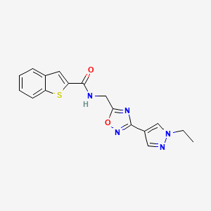 molecular formula C17H15N5O2S B2731650 N-((3-(1-乙基-1H-吡唑-4-基)-1,2,4-噁二唑-5-基)甲基)苯并[1,2-b]噻吩-2-羧酰胺 CAS No. 2034332-79-9