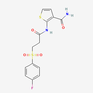 2-[3-(4-Fluorophenyl)sulfonylpropanoylamino]thiophene-3-carboxamide