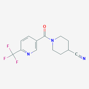 molecular formula C13H12F3N3O B2731674 1-(6-(Trifluoromethyl)nicotinoyl)piperidine-4-carbonitrile CAS No. 2034416-61-8