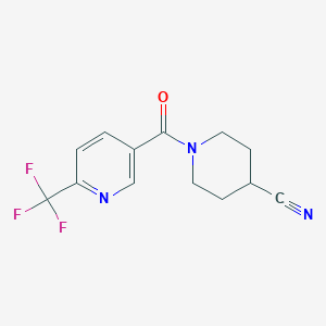 molecular formula C13H12F3N3O B2731674 1-(6-(三氟甲基)烟酰基)哌啶-4-碳腈 CAS No. 2034416-61-8