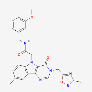 N-[(3-methoxyphenyl)methyl]-2-{8-methyl-3-[(3-methyl-1,2,4-oxadiazol-5-yl)methyl]-4-oxo-3H,4H,5H-pyrimido[5,4-b]indol-5-yl}acetamide