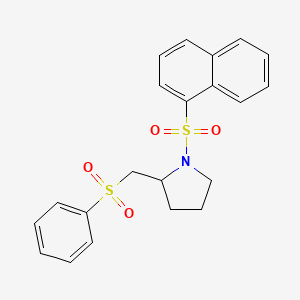 molecular formula C21H21NO4S2 B2731691 1-(Naphthalen-1-ylsulfonyl)-2-((phenylsulfonyl)methyl)pyrrolidine CAS No. 1797611-54-1