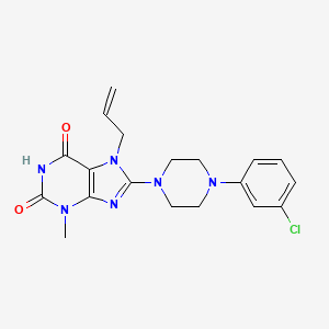 molecular formula C19H21ClN6O2 B2731696 8-[4-(3-Chlorophenyl)piperazin-1-yl]-3-methyl-7-prop-2-enylpurine-2,6-dione CAS No. 578762-93-3