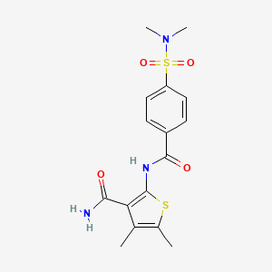 molecular formula C16H19N3O4S2 B2731697 2-[[4-(Dimethylsulfamoyl)benzoyl]amino]-4,5-dimethylthiophene-3-carboxamide CAS No. 896307-34-9