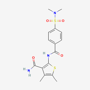 molecular formula C16H19N3O4S2 B2731697 2-(4-(N,N-dimethylsulfamoyl)benzamido)-4,5-dimethylthiophene-3-carboxamide CAS No. 896307-34-9