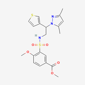 molecular formula C20H23N3O5S2 B2731699 methyl 3-(N-(2-(3,5-dimethyl-1H-pyrazol-1-yl)-2-(thiophen-3-yl)ethyl)sulfamoyl)-4-methoxybenzoate CAS No. 2034347-76-5