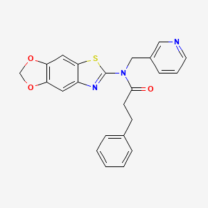 molecular formula C23H19N3O3S B2731700 N-([1,3]dioxolo[4',5':4,5]benzo[1,2-d]thiazol-6-yl)-3-phenyl-N-(pyridin-3-ylmethyl)propanamide CAS No. 895021-02-0