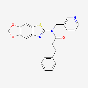 molecular formula C23H19N3O3S B2731700 N-([1,3]dioxolo[4,5-f][1,3]benzothiazol-6-yl)-3-phenyl-N-(pyridin-3-ylmethyl)propanamide CAS No. 895021-02-0