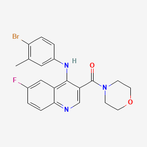 molecular formula C21H19BrFN3O2 B2731701 (4-((4-Bromo-3-methylphenyl)amino)-6-fluoroquinolin-3-yl)(morpholino)methanone CAS No. 1358236-59-5