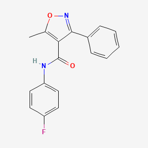 molecular formula C17H13FN2O2 B2731702 N-(4-fluorophenyl)-5-methyl-3-phenyl-1,2-oxazole-4-carboxamide CAS No. 505088-42-6