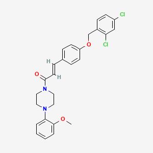 molecular formula C27H26Cl2N2O3 B2731703 (E)-3-{4-[(2,4-dichlorobenzyl)oxy]phenyl}-1-[4-(2-methoxyphenyl)piperazino]-2-propen-1-one CAS No. 477888-85-0