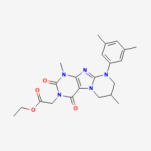 molecular formula C22H27N5O4 B2731704 ethyl 2-[9-(3,5-dimethylphenyl)-1,7-dimethyl-2,4-dioxo-7,8-dihydro-6H-purino[7,8-a]pyrimidin-3-yl]acetate CAS No. 847366-53-4