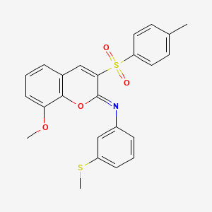 molecular formula C24H21NO4S2 B2731710 8-methoxy-3-(4-methylphenyl)sulfonyl-N-(3-methylsulfanylphenyl)chromen-2-imine CAS No. 1321833-14-0