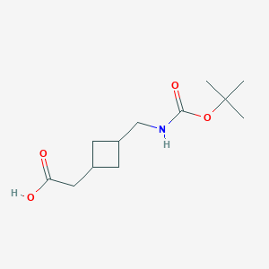 molecular formula C12H21NO4 B2731751 2-(3-(((tert-Butoxycarbonyl)amino)methyl)cyclobutyl)acetic acid CAS No. 2137628-75-0