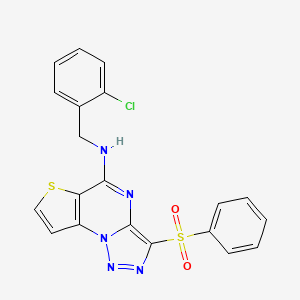 molecular formula C20H14ClN5O2S2 B2731777 N-(2-氯苄基)-3-(苯磺酰基)噻吩[2,3-e][1,2,3]三唑并[1,5-a]嘧啶-5-胺 CAS No. 892730-03-9