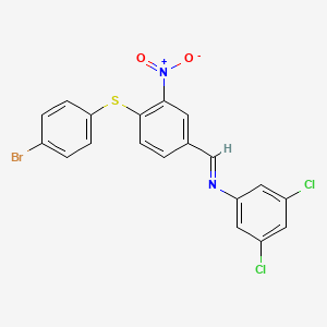 molecular formula C19H11BrCl2N2O2S B2731782 N-((4-((4-溴苯基)硫基)-3-硝基苯基)亚甲基)-3,5-二氯苯胺 CAS No. 297150-32-4