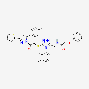 molecular formula C35H34N6O3S2 B2731790 N-((4-(2,3-二甲基苯基)-5-((2-氧代-2-(3-(噻吩-2-基)-5-(对甲苯基)-4,5-二氢-1H-吡唑-1-基)乙基)硫基)-4H-1,2,4-三唑-3-基)甲基)-2-苯氧基乙酰胺 CAS No. 393585-30-3