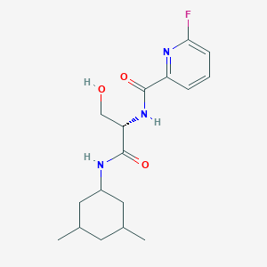 molecular formula C17H24FN3O3 B2731803 (2S)-N-(3,5-dimethylcyclohexyl)-2-[(6-fluoropyridin-2-yl)formamido]-3-hydroxypropanamide CAS No. 2094042-62-1