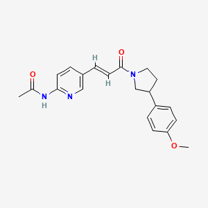 molecular formula C21H23N3O3 B2731806 (E)-N-(5-(3-(3-(4-methoxyphenyl)pyrrolidin-1-yl)-3-oxoprop-1-en-1-yl)pyridin-2-yl)acetamide CAS No. 2035022-51-4