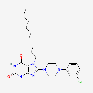 molecular formula C25H35ClN6O2 B2731851 8-[4-(3-Chlorophenyl)piperazin-1-yl]-3-methyl-7-nonylpurine-2,6-dione CAS No. 577959-72-9