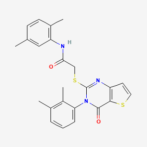 molecular formula C24H23N3O2S2 B2731852 N-(2,5-二甲基苯基)-2-{[3-(2,3-二甲基苯基)-4-氧代-3,4-二氢噻吩[3,2-d]嘧唑-2-基]硫代}乙酰胺 CAS No. 1291849-32-5