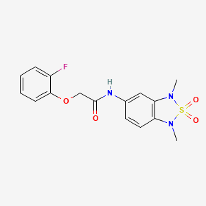 molecular formula C16H16FN3O4S B2731853 N-(1,3-dimethyl-2,2-dioxido-1,3-dihydrobenzo[c][1,2,5]thiadiazol-5-yl)-2-(2-fluorophenoxy)acetamide CAS No. 2034544-92-6