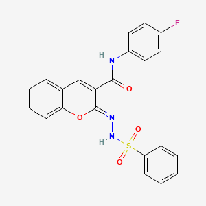 (2Z)-2-(benzenesulfonylhydrazinylidene)-N-(4-fluorophenyl)chromene-3-carboxamide