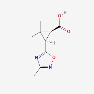 molecular formula C9H12N2O3 B2731870 (1S,3R)-2,2-Dimethyl-3-(3-methyl-1,2,4-oxadiazol-5-yl)cyclopropane-1-carboxylic acid CAS No. 2361610-25-3