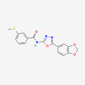 molecular formula C17H13N3O4S B2731872 N-(5-(benzo[d][1,3]dioxol-5-yl)-1,3,4-oxadiazol-2-yl)-3-(methylthio)benzamide CAS No. 922018-62-0