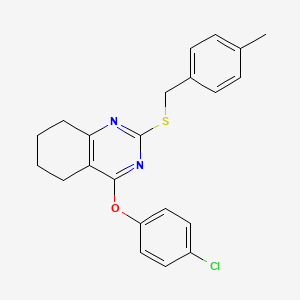 molecular formula C22H21ClN2OS B2731876 4-(4-氯苯氧基)-2-[(4-甲基苯基)硫代]-5,6,7,8-四氢喹唑啉 CAS No. 343373-60-4