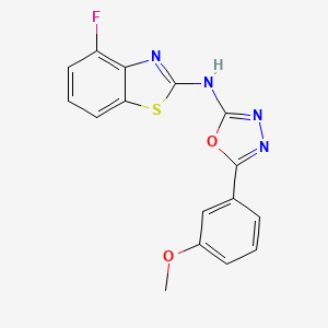 molecular formula C16H11FN4O2S B2731892 N-(4-fluoro-1,3-benzothiazol-2-yl)-5-(3-methoxyphenyl)-1,3,4-oxadiazol-2-amine CAS No. 862975-17-5