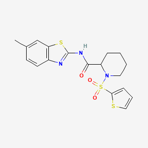 molecular formula C18H19N3O3S3 B2731898 N-(6-甲基苯并[d]噻唑-2-基)-1-(噻吩-2-基磺酰)哌啶-2-甲酰胺 CAS No. 1097896-92-8