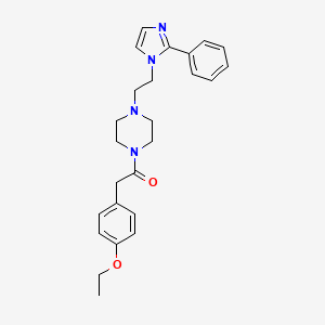 molecular formula C25H30N4O2 B2731912 2-(4-ethoxyphenyl)-1-(4-(2-(2-phenyl-1H-imidazol-1-yl)ethyl)piperazin-1-yl)ethanone CAS No. 1421496-95-8