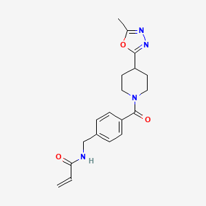 molecular formula C19H22N4O3 B2731915 N-[[4-[4-(5-Methyl-1,3,4-oxadiazol-2-yl)piperidine-1-carbonyl]phenyl]methyl]prop-2-enamide CAS No. 2361725-90-6
