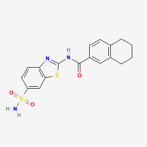 molecular formula C18H17N3O3S2 B2731917 N-(6-sulfamoylbenzo[d]thiazol-2-yl)-5,6,7,8-tetrahydronaphthalene-2-carboxamide CAS No. 681166-75-6