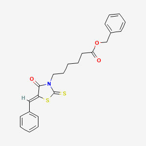 molecular formula C23H23NO3S2 B2731922 (Z)-benzyl 6-(5-benzylidene-4-oxo-2-thioxothiazolidin-3-yl)hexanoate CAS No. 303027-57-8