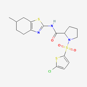 molecular formula C17H20ClN3O3S3 B2731928 1-((5-chlorothiophen-2-yl)sulfonyl)-N-(6-methyl-4,5,6,7-tetrahydrobenzo[d]thiazol-2-yl)pyrrolidine-2-carboxamide CAS No. 1098644-18-8