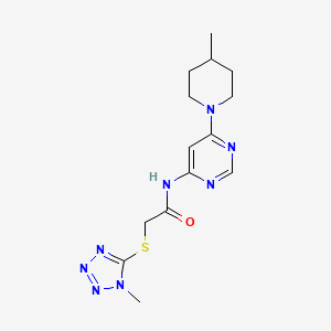 molecular formula C14H20N8OS B2731930 2-((1-methyl-1H-tetrazol-5-yl)thio)-N-(6-(4-methylpiperidin-1-yl)pyrimidin-4-yl)acetamide CAS No. 1396866-31-1