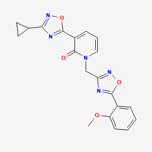 molecular formula C20H17N5O4 B2731933 3-(3-环丙基-1,2,4-噁二唑-5-基)-1-((5-(2-甲氧基苯基)-1,2,4-噁二唑-3-基)甲基)吡啶-2(1H)-酮 CAS No. 1396781-87-5