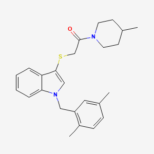 molecular formula C25H30N2OS B2731944 2-((1-(2,5-dimethylbenzyl)-1H-indol-3-yl)thio)-1-(4-methylpiperidin-1-yl)ethanone CAS No. 681279-42-5