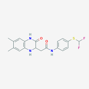 molecular formula C19H19F2N3O2S B2731946 N-[4-(difluoromethylsulfanyl)phenyl]-2-(6,7-dimethyl-3-oxo-2,4-dihydro-1H-quinoxalin-2-yl)acetamide CAS No. 1008487-90-8