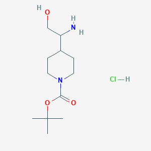 molecular formula C12H25ClN2O3 B2731951 叔丁基 4-(1-氨基-2-羟乙基)哌啶-1-甲酸酯 盐酸盐 CAS No. 2044704-67-6