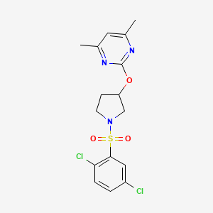 molecular formula C16H17Cl2N3O3S B2731962 2-((1-((2,5-Dichlorophenyl)sulfonyl)pyrrolidin-3-yl)oxy)-4,6-dimethylpyrimidine CAS No. 2034499-93-7