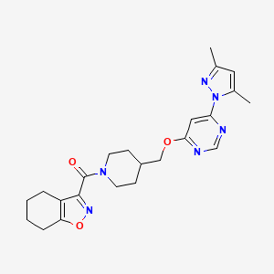 molecular formula C23H28N6O3 B2731964 [4-[[6-(3,5-Dimethylpyrazol-1-yl)pyrimidin-4-yl]oxymethyl]piperidin-1-yl]-(4,5,6,7-tetrahydro-1,2-benzoxazol-3-yl)methanone CAS No. 2380179-61-1