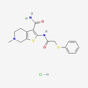 molecular formula C17H20ClN3O2S2 B2731965 6-Methyl-2-(2-(phenylthio)acetamido)-4,5,6,7-tetrahydrothieno[2,3-c]pyridine-3-carboxamide hydrochloride CAS No. 1329637-61-7