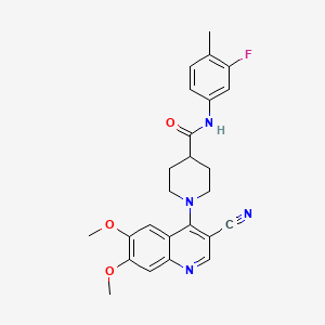 molecular formula C25H25FN4O3 B2731967 1-(3-氰-6,7-二甲氧基喹啉-4-基)-N-(3-氟-4-甲基苯基)哌嗪-4-甲酰胺 CAS No. 1226430-80-3