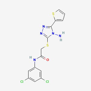 molecular formula C14H11Cl2N5OS2 B2731969 2-{[4-amino-5-(thiophen-2-yl)-4H-1,2,4-triazol-3-yl]sulfanyl}-N-(3,5-dichlorophenyl)acetamide CAS No. 886928-22-9