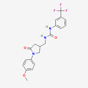 molecular formula C20H20F3N3O3 B2731974 1-((1-(4-Methoxyphenyl)-5-oxopyrrolidin-3-yl)methyl)-3-(3-(trifluoromethyl)phenyl)urea CAS No. 954636-10-3