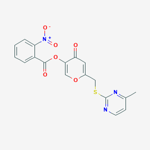 [6-[(4-Methylpyrimidin-2-yl)sulfanylmethyl]-4-oxopyran-3-yl] 2-nitrobenzoate