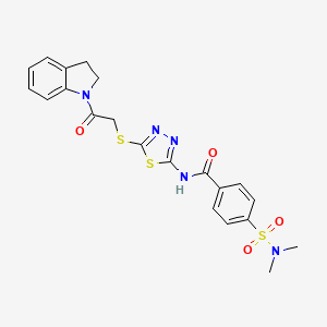 molecular formula C21H21N5O4S3 B2731981 4-(N,N-二甲基磺酰)-N-(5-((2-(吲哚-1-基)-2-氧代乙基)硫代-1,3,4-噻二唑-2-基)苯甲酰胺 CAS No. 392301-02-9